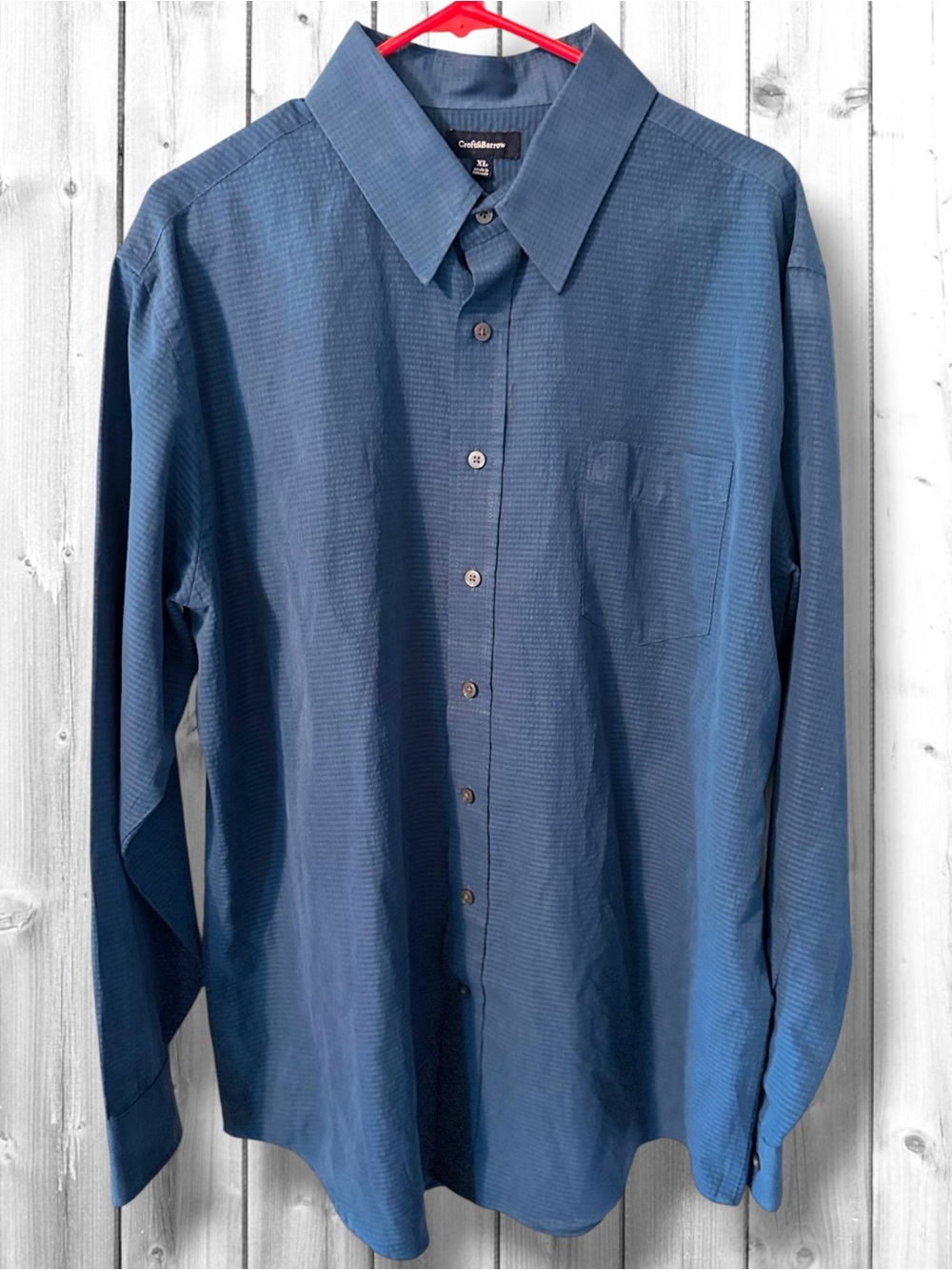 🌼CROFT & BARROW Navy Blue Textured Long Sleeve Dress Shirt